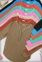 Load image into Gallery viewer, La Miel - HCT7679-Waffle Long Sleeve Henley Thermal Top Halloween