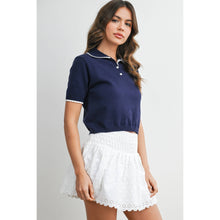 Load image into Gallery viewer, BUTTERMELON - Scalloped Trim Knit Polo Top - BMW8391