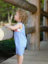 Load image into Gallery viewer, 4th of july Flag Embroidery Smocking Boys Romper