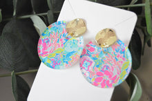 Load image into Gallery viewer, The Adorned Fox - Preppy Earrings, Colorful Notched Circle Earrings, Floral