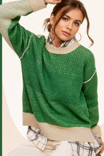 Load image into Gallery viewer, La Miel - MCS3556-Loose Fit Color Block Round Neck Sweater Fall