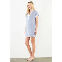 Load image into Gallery viewer, Short Sleeve Split Striped V-Neck Dress