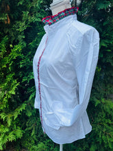 Load image into Gallery viewer, Pearly Vine - Kate HolidayRuffled Ribbon Collar - White w Red Plaid Ribbon