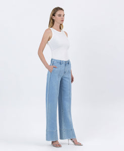 FLYING MONKEY - HIGH RISE SIDE POCKET TROUSER WIDE JEANS F5964