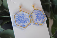 Load image into Gallery viewer, The Adorned Fox - Blue Chinoiserie Earrings, Drop Earrings, Dangle Earrings, S