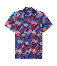 Load image into Gallery viewer, Patriotic Paradise Golf Polo - Men's Tropical USA Golf Shirt