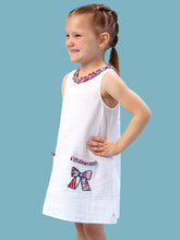 Load image into Gallery viewer, Girls Freedom Floral Bow Ruffle Pocket Dress