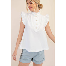 Load image into Gallery viewer, STYLE USA - Sleeveless Ruffle Top: SKY / M