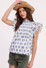 Load image into Gallery viewer, Floral Cluster Ruffle Blouse - White