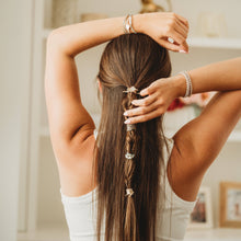 Load image into Gallery viewer, K'lani hair tie bracelets - "Glimmer" Soft Pinks with Pearl &amp; Gold Accent Hair Tie Bracelets