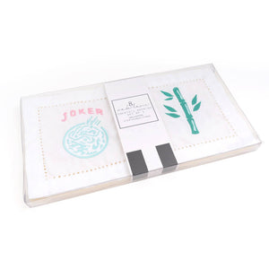8 Oak Lane - Mahjong Embroidered Cocktail Napkin Set