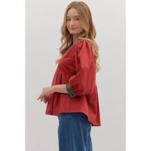 Load image into Gallery viewer, Solid Top with Tartan Trim