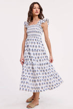 Load image into Gallery viewer, Floral Clusters Smocked Midi Dress - White