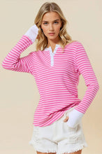 Load image into Gallery viewer, Striped Henley Top with Contrast Thumb Holes