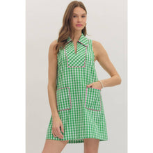 Load image into Gallery viewer, Check print sleeveless mini dress