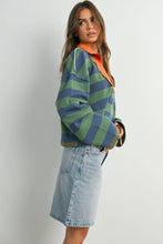 Load image into Gallery viewer, BUTTERMELON - Striped Quarter-Zip Contrast Collar Sweatshirt - BMT7974