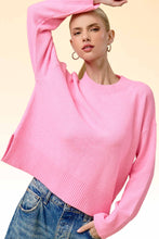 Load image into Gallery viewer, Crew Mock Neck Drop Shoulder Sweater- Pink