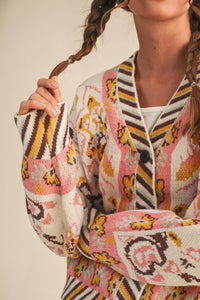Paisley Knit Sweater Cardigan
