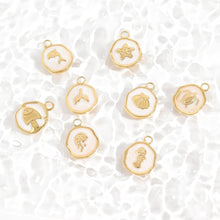 Load image into Gallery viewer, WJW - 18K Gold PVD Sea Shell White Epoxy Charm