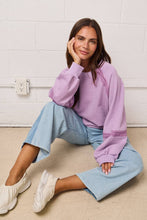 Load image into Gallery viewer, Lace Trim Cutout Sweatshirt - Lavender