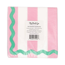 Load image into Gallery viewer, My Mind’s Eye - SPD1236 - Pink and Green Stripes and Ric Rac Cocktail Napkin