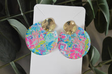 Load image into Gallery viewer, The Adorned Fox - Preppy Earrings, Colorful Notched Circle Earrings, Floral