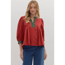 Load image into Gallery viewer, Solid Top with Tartan Trim