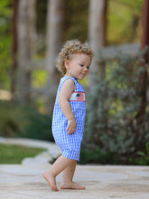 Load image into Gallery viewer, 4th of july Flag Embroidery Smocking Boys Romper