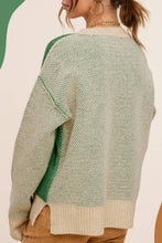Load image into Gallery viewer, La Miel - MCS3556-Loose Fit Color Block Round Neck Sweater Fall
