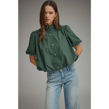 Load image into Gallery viewer, Solid short puff sleeve top - Green