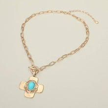 Load image into Gallery viewer, Sensibling Corp. - Oval Pearl Centered Toggle Cross Charm Pendant Necklace