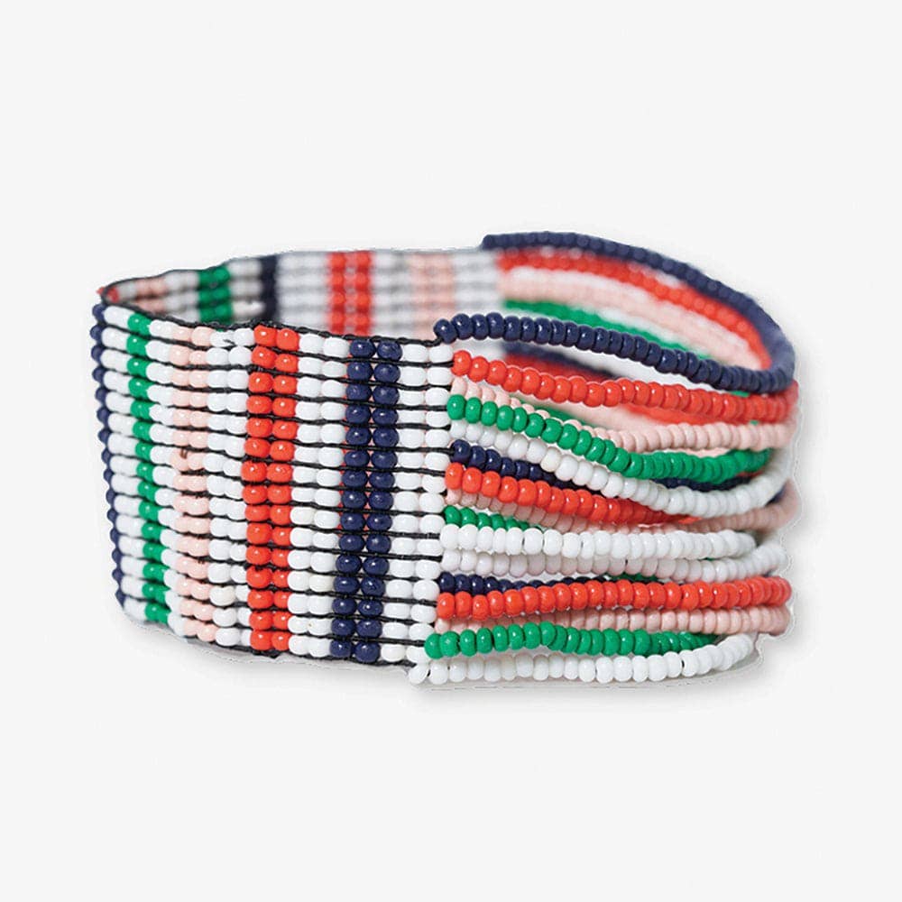 INK + ALLOY - Charlie Vertical Uniform Stripes Half Woven Beaded Stretch Bracelet St. Tropez Wholesale