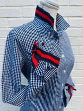Load image into Gallery viewer, Pearly Vine - Audrey Ribbon FC - Nvy Gingham w/Navy &amp; Red Stripe Ribbon