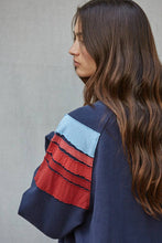 Load image into Gallery viewer, Knit Cotton Crew Multi Color Stripe Detail Top