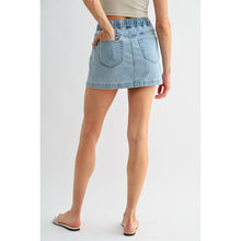 Load image into Gallery viewer, High Rise Mini Pull On Denim Skirt
