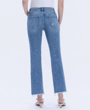 Load image into Gallery viewer, VERVET by FLYING MONKEY - MID RISE MEDIUM WASH RAW HEM CROP STRAIGHT JEANS V2750N