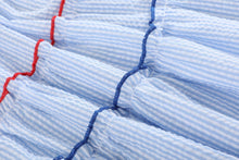 Load image into Gallery viewer, Blue Seersucker USA Flag Layered Sundress