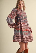 Load image into Gallery viewer, Print Button Down Mini Dress - Pink/Rust