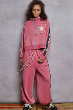 Load image into Gallery viewer, Long sleeve French terry star patch striped elastic jacket