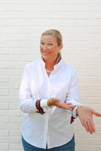 Load image into Gallery viewer, Audrey Ribbon FC - White w Green &amp; Red Stripe Ribbon