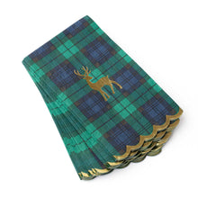 Load image into Gallery viewer, 8 Oak Lane - Blackwatch Plaid Gold Foil Guest Towels, 16-Ct