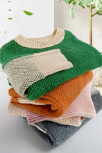 Load image into Gallery viewer, La Miel - MCS3556-Loose Fit Color Block Round Neck Sweater Fall