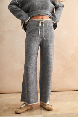 Wide Leg Sweater Pants - Gray