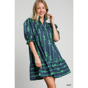 STYLE USA - Ribbon Scalloped Mini Dress