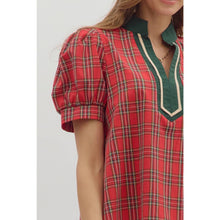 Load image into Gallery viewer, Plaid cuff band short sleeve top