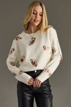 Load image into Gallery viewer, Cream Sequin Footballs Sweater