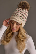 Load image into Gallery viewer, Panache Apparel Co. - Cream &amp; Pink Floral Pattern Pom Hat