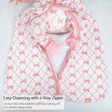 Load image into Gallery viewer, LollyBanks - Beautiful Bows Baby Girl Sleep Sack, 100% Organic Cotton