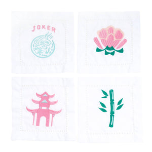 8 Oak Lane - Mahjong Embroidered Cocktail Napkin Set