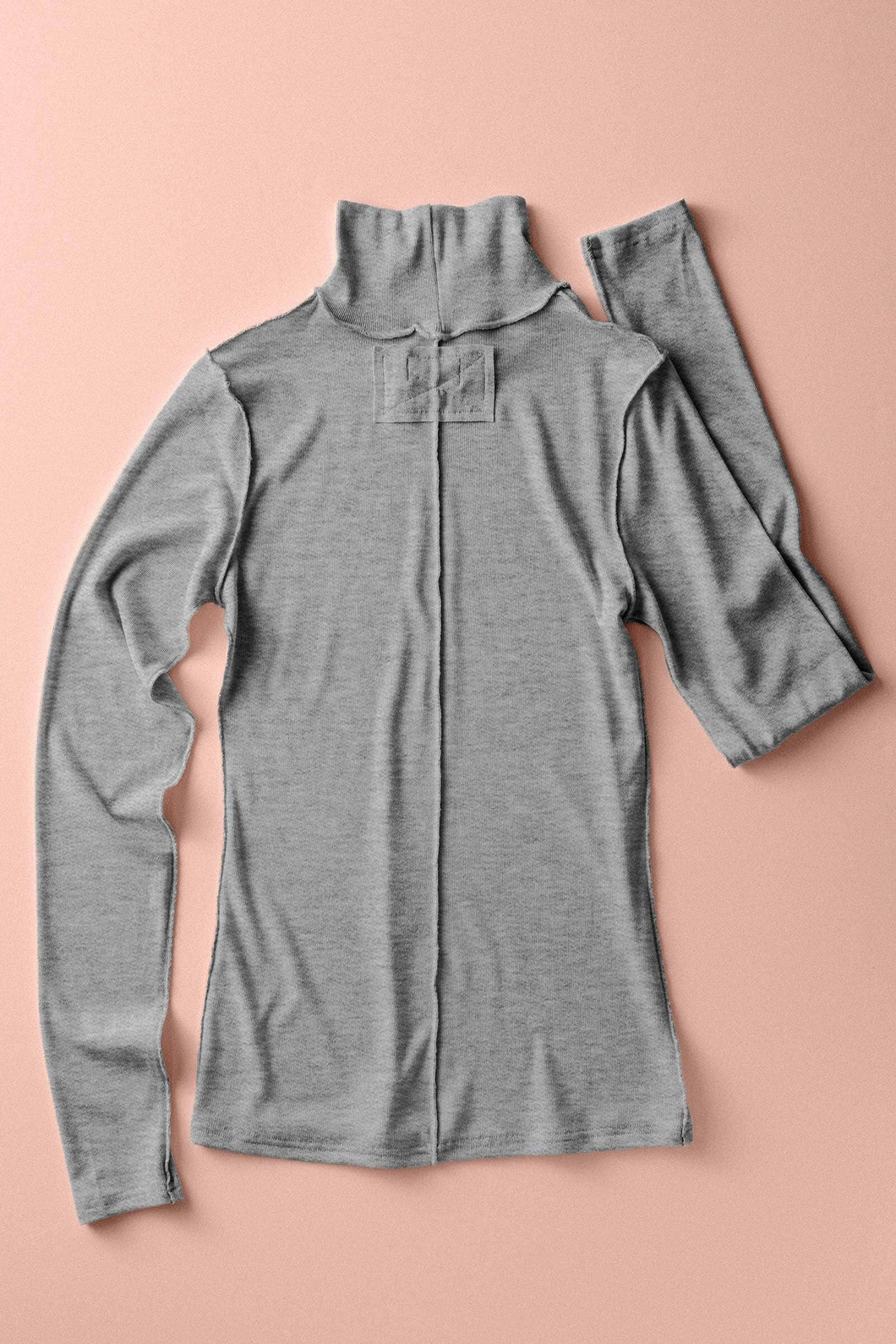 Turtleneck Knit Top - Grey